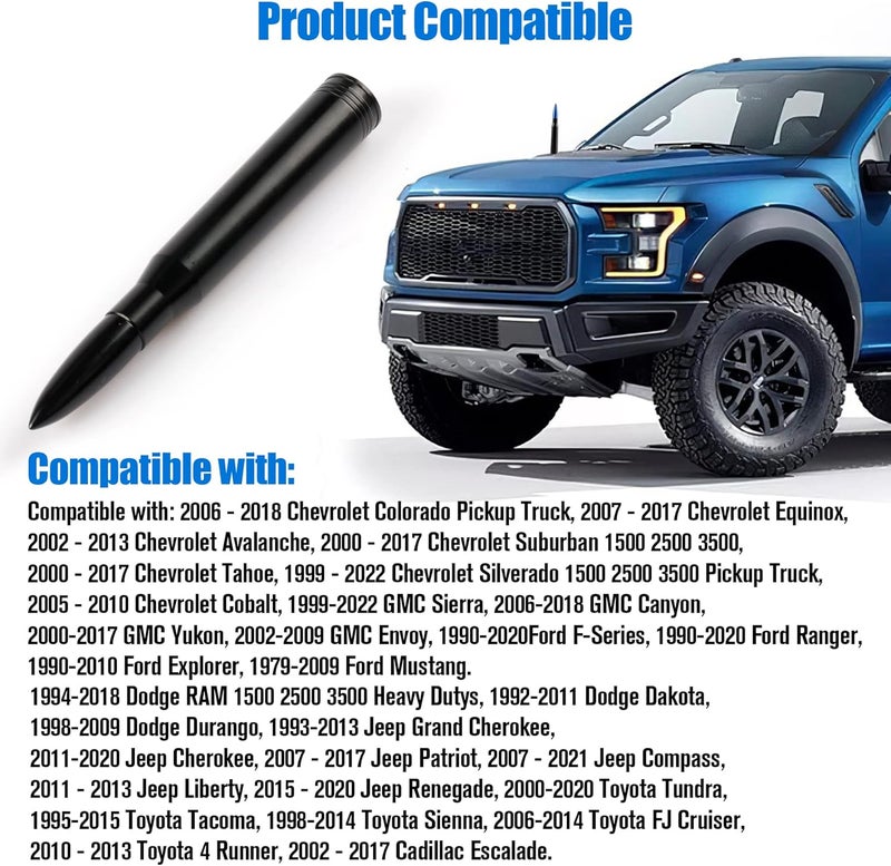 BJSIA Universal Bullet Antenna, Truck Antenna Replacement, Compatible with Ford, Dodge, Chevrolet, GMC, Jeep, Toyota, Red, Car Accessories - Image 5